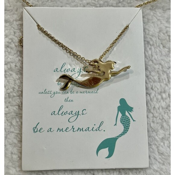 Unbranded Mermaid Gold Tone Pendent Necklace 17~19.5in - Picture 1 of 7